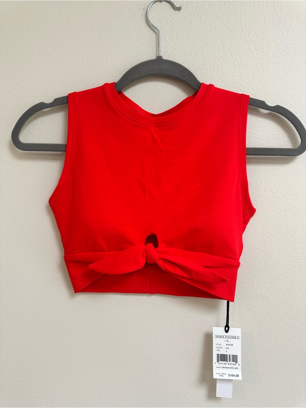 Robin Piccone Ava Tank Bikini Top Fiery Red Size S NWT $104